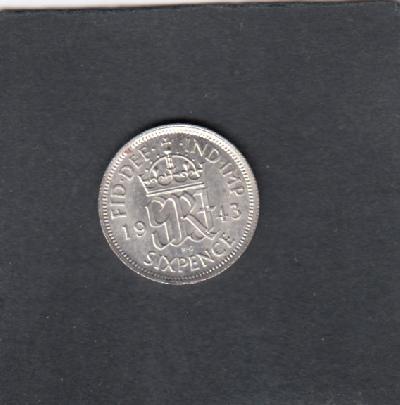 Beschrijving: 6 Pence GEORGIUS VI